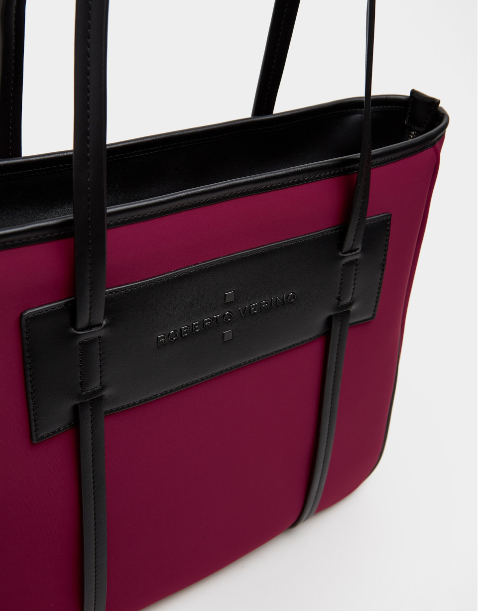 Bolso shopper Maxi Nora neopreno berenjena | Roberto Verino