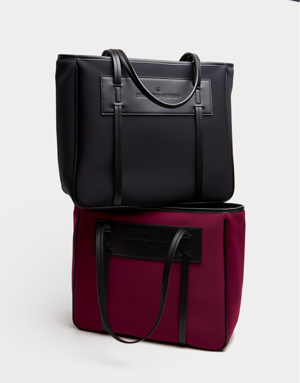 Aubergine neoprene Maxi Nora shopping bag | Roberto Verino