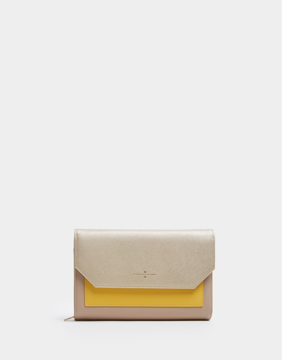 Mustard, taupe and beige leather Valeria ... | Roberto Verino