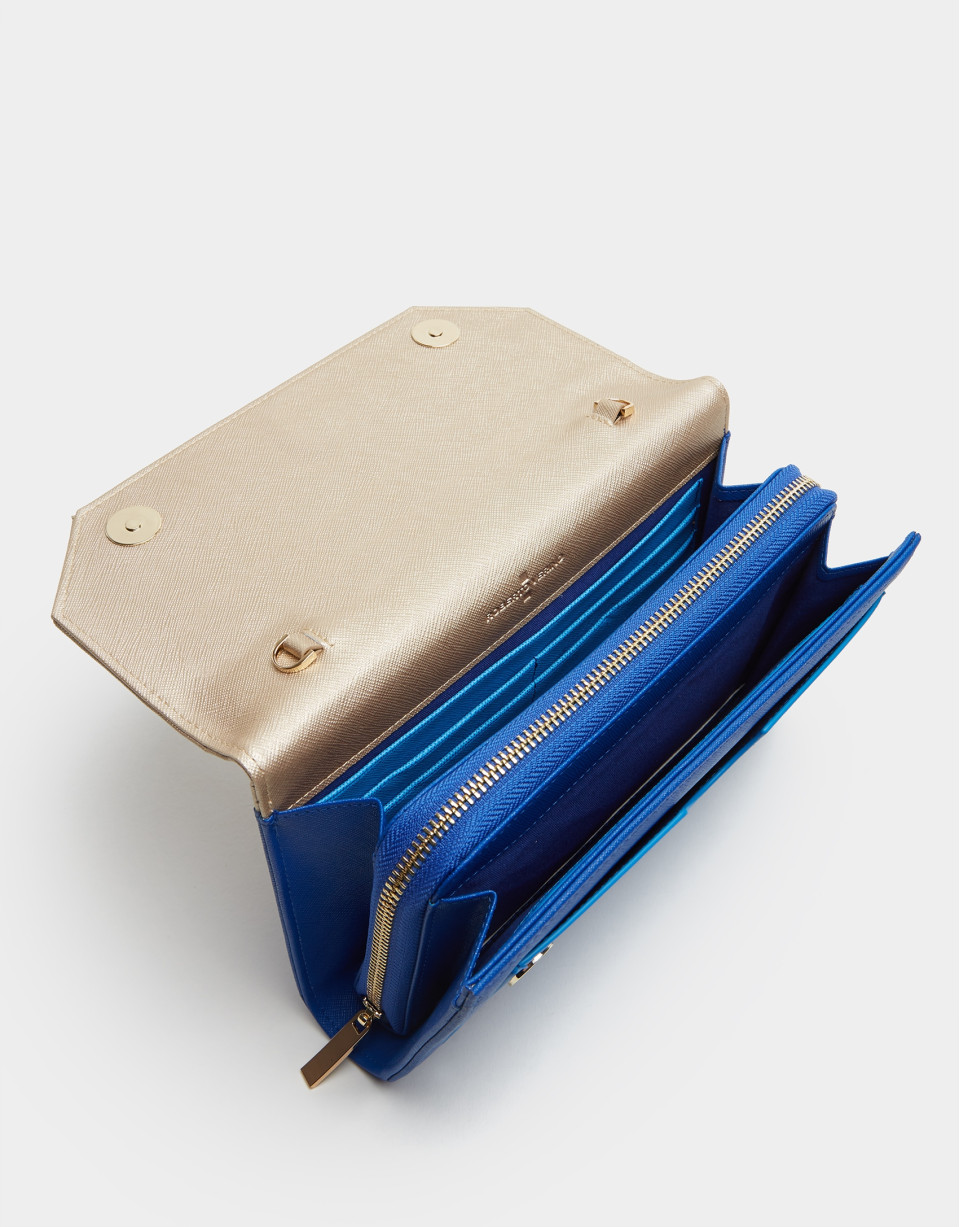 Blue and beige leather Valeria shoulder bag | Roberto Verino