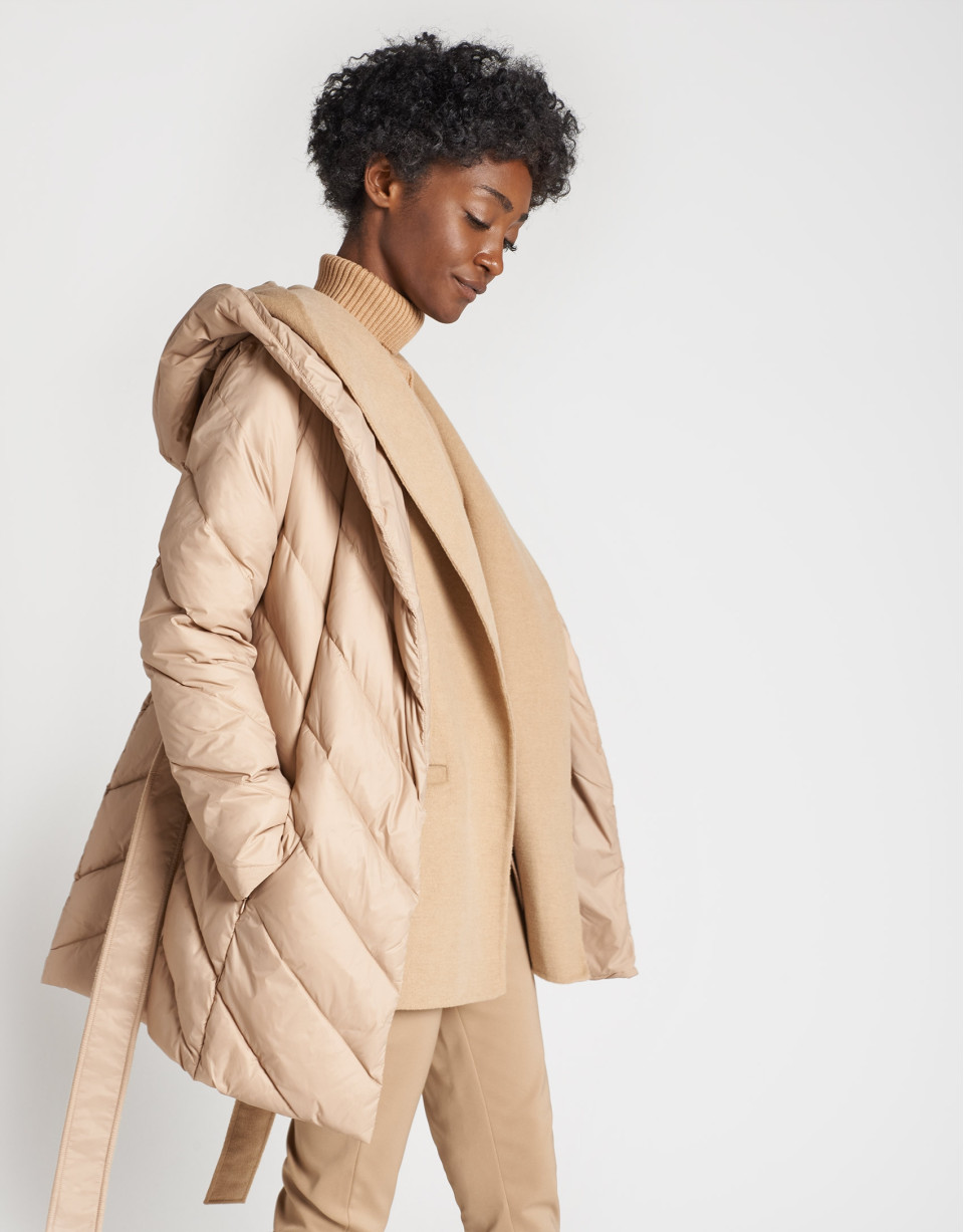 Beige quilted coat with vest inside - OI20 - % | Roberto Verino