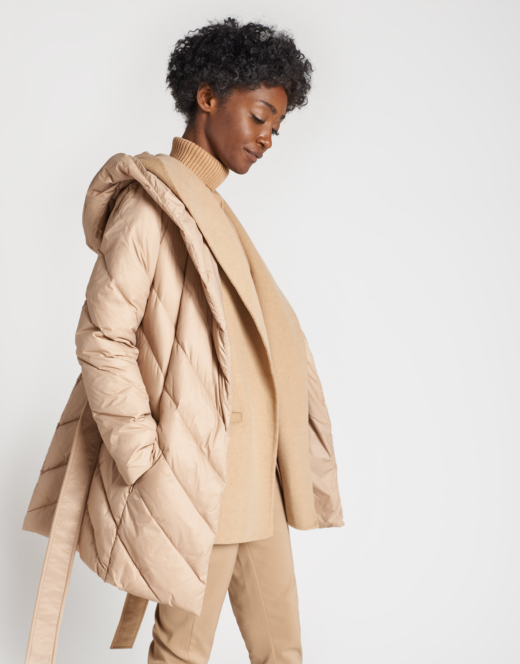 Beige quilted coat with vest inside - OI20 - % | Roberto Verino