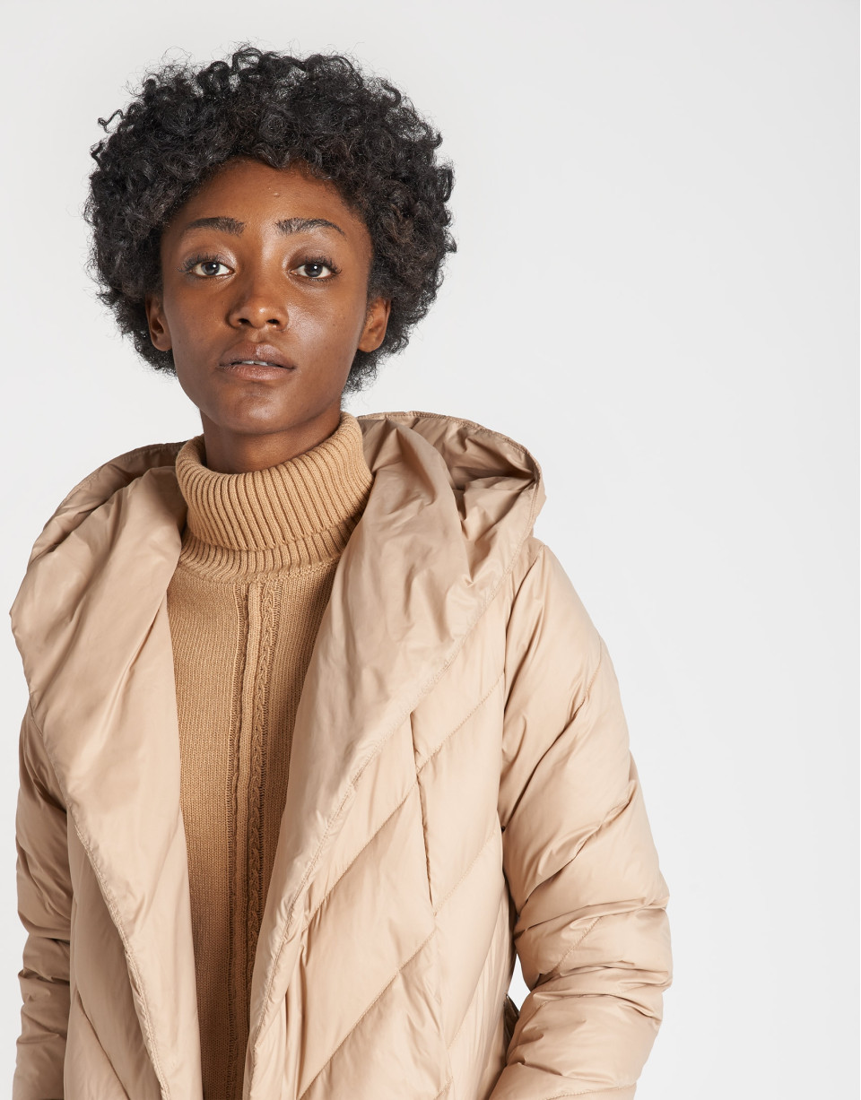 Beige quilted coat with vest inside - OI20 - % | Roberto Verino