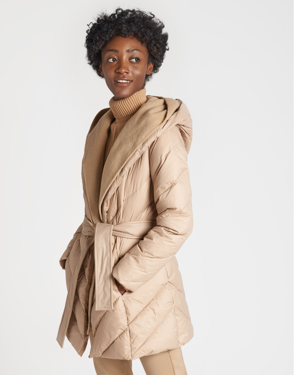 Beige quilted coat with vest inside - OI20 - % | Roberto Verino