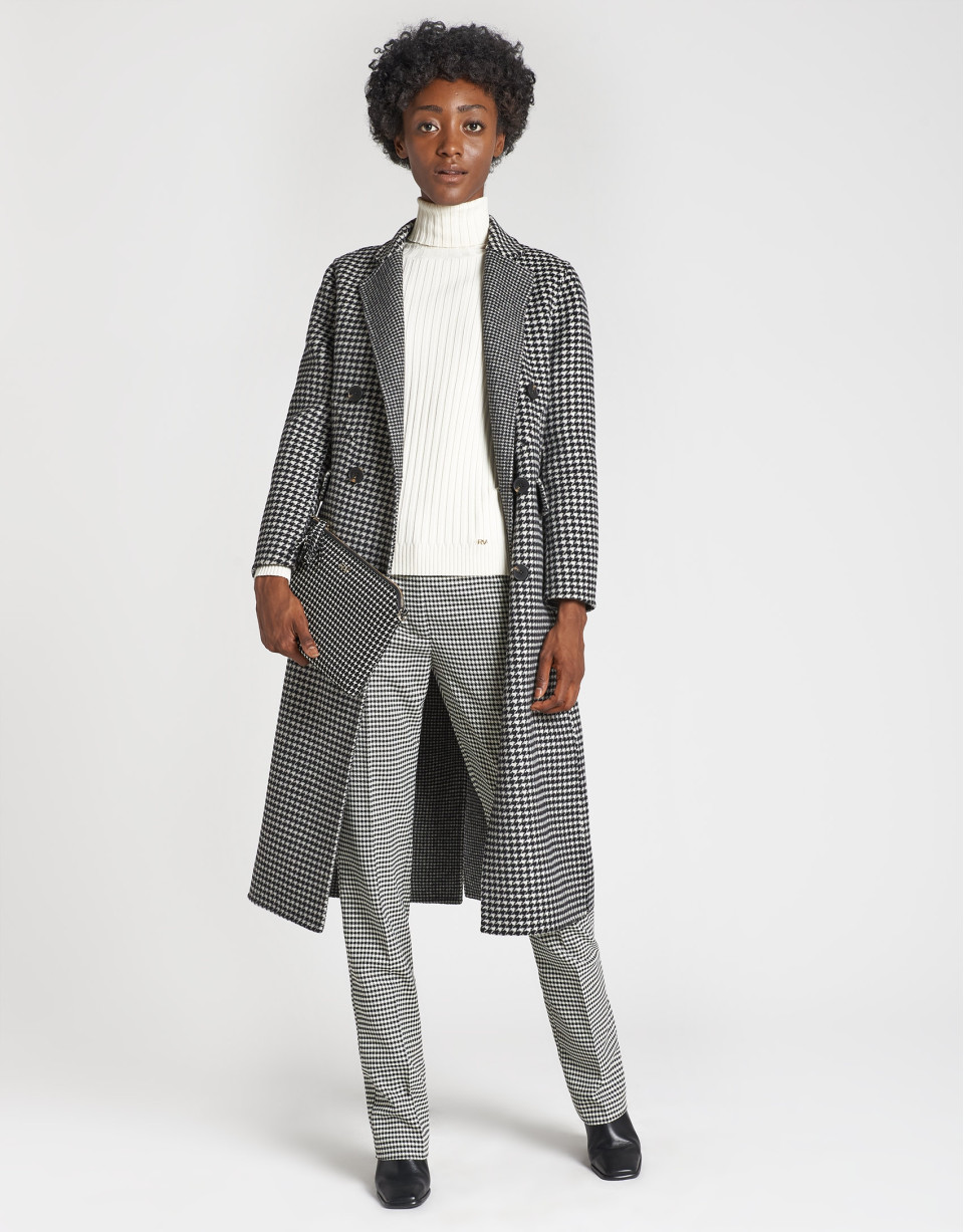 Double-faced houndstooth long coat - OI20 - % | Roberto Verino