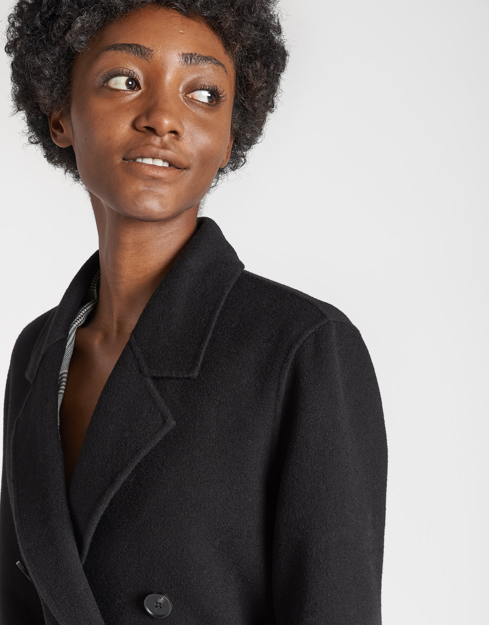 Black double-faced wool coat - OI20 - % | Roberto Verino