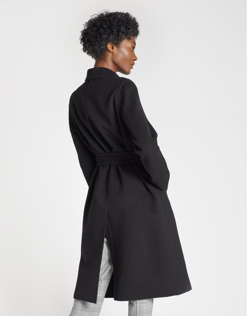 Black double-faced wool coat - OI20 - % | Roberto Verino
