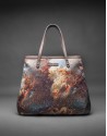 Birdy Vinci  bag with print fabric and gold laminated cork 