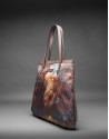 Birdy Vinci  bag with print fabric and gold laminated cork 