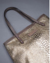 Birdy Vinci  bag with print fabric and gold laminated cork 