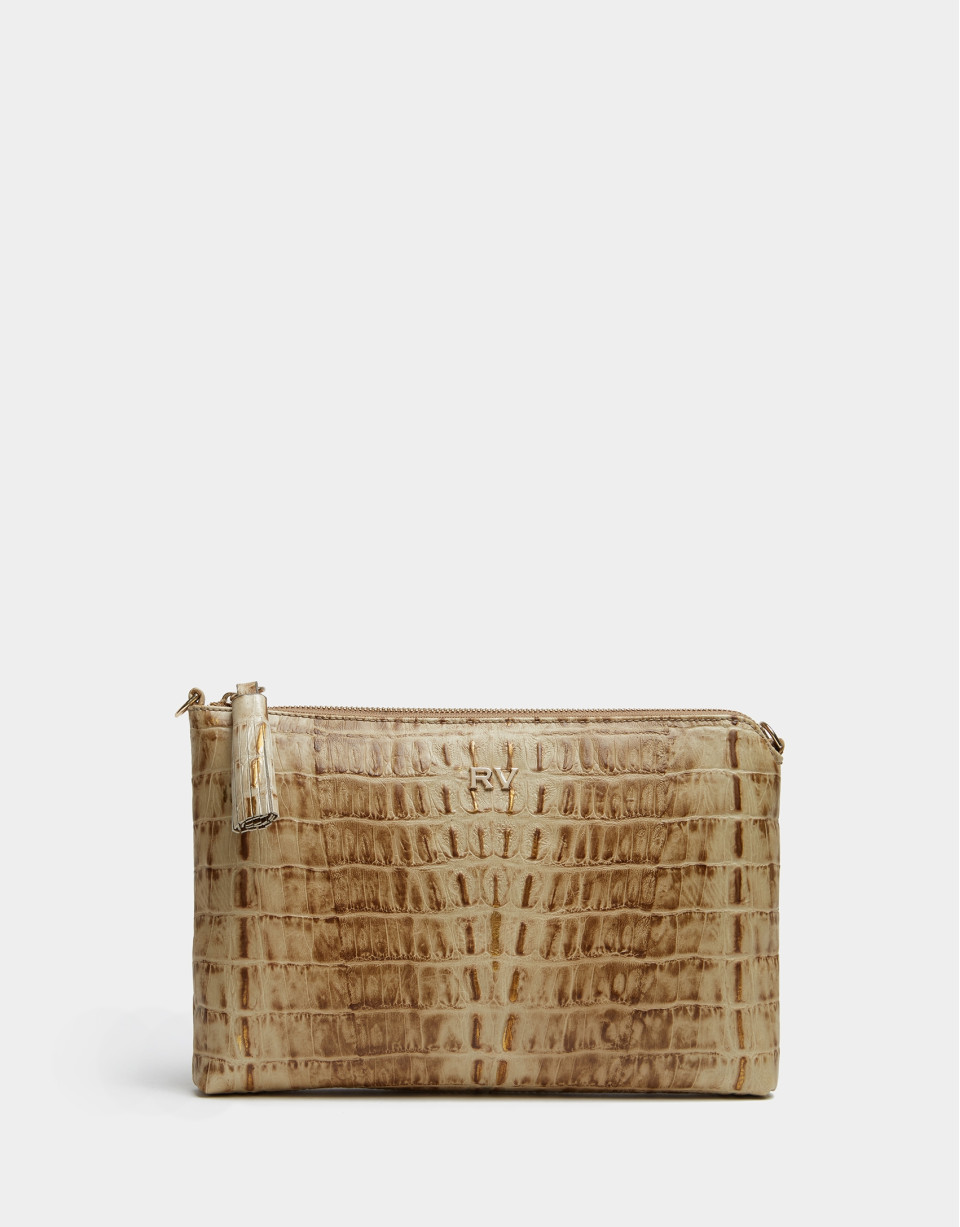 Bolso clutch Lisa piel grabado cocodrilo | Roberto Verino