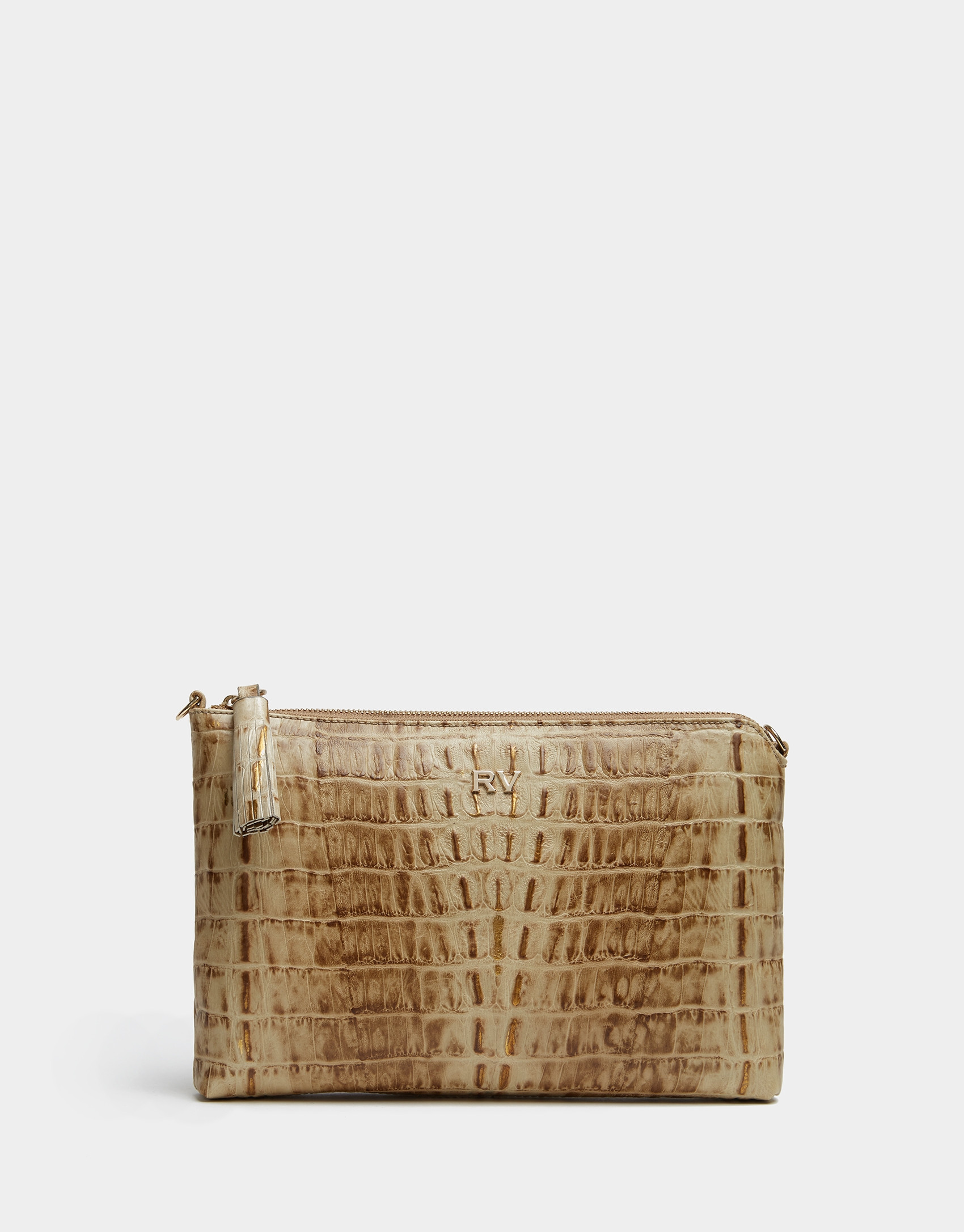 Bolso clutch Lisa piel grabado cocodrilo | Roberto Verino