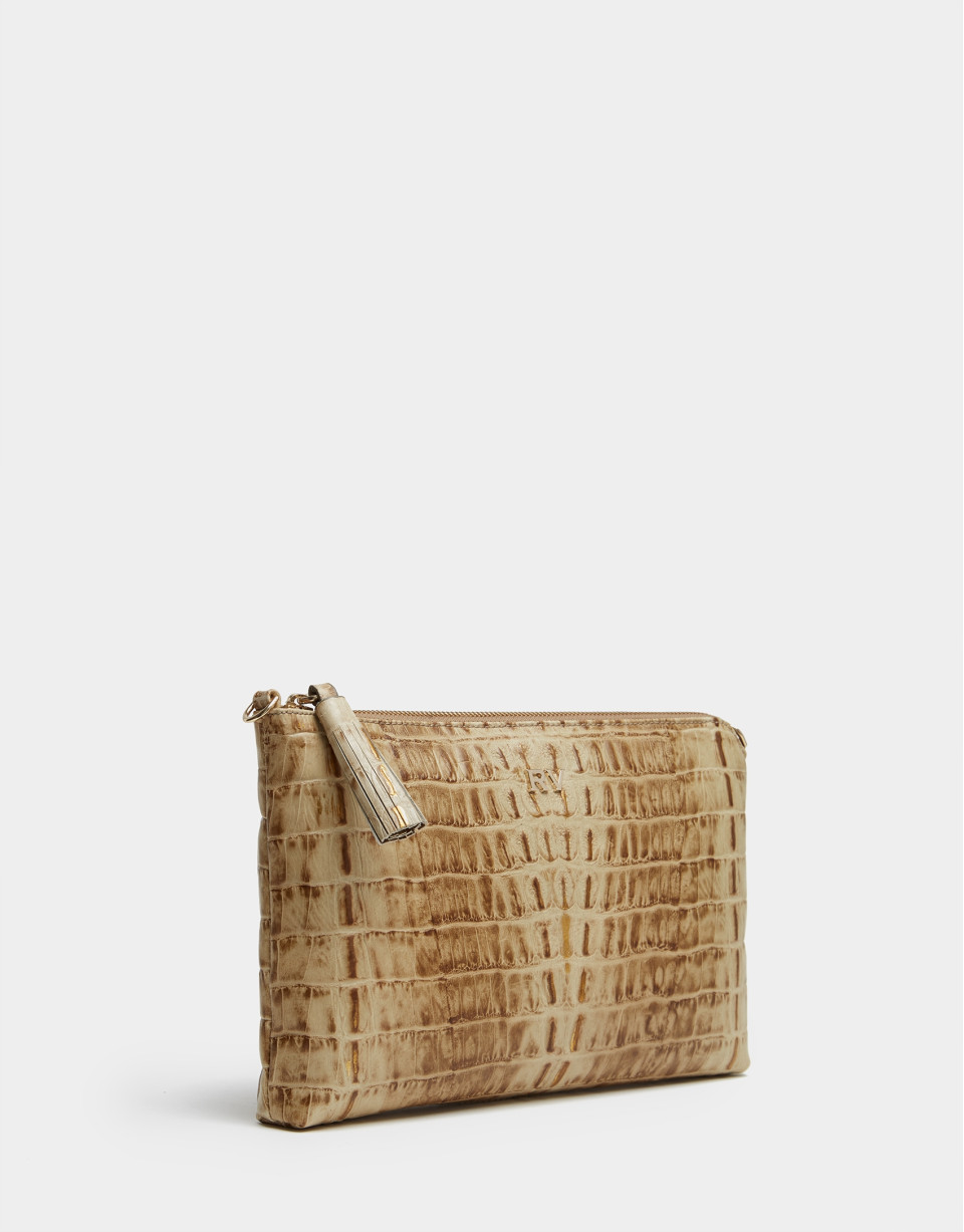 Bolso clutch Lisa piel grabado cocodrilo | Roberto Verino
