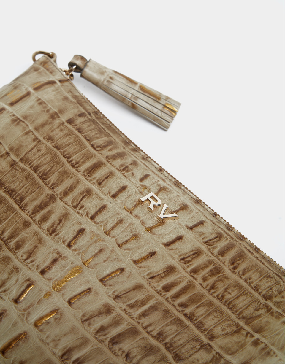 Bolso clutch Lisa piel grabado cocodrilo | Roberto Verino