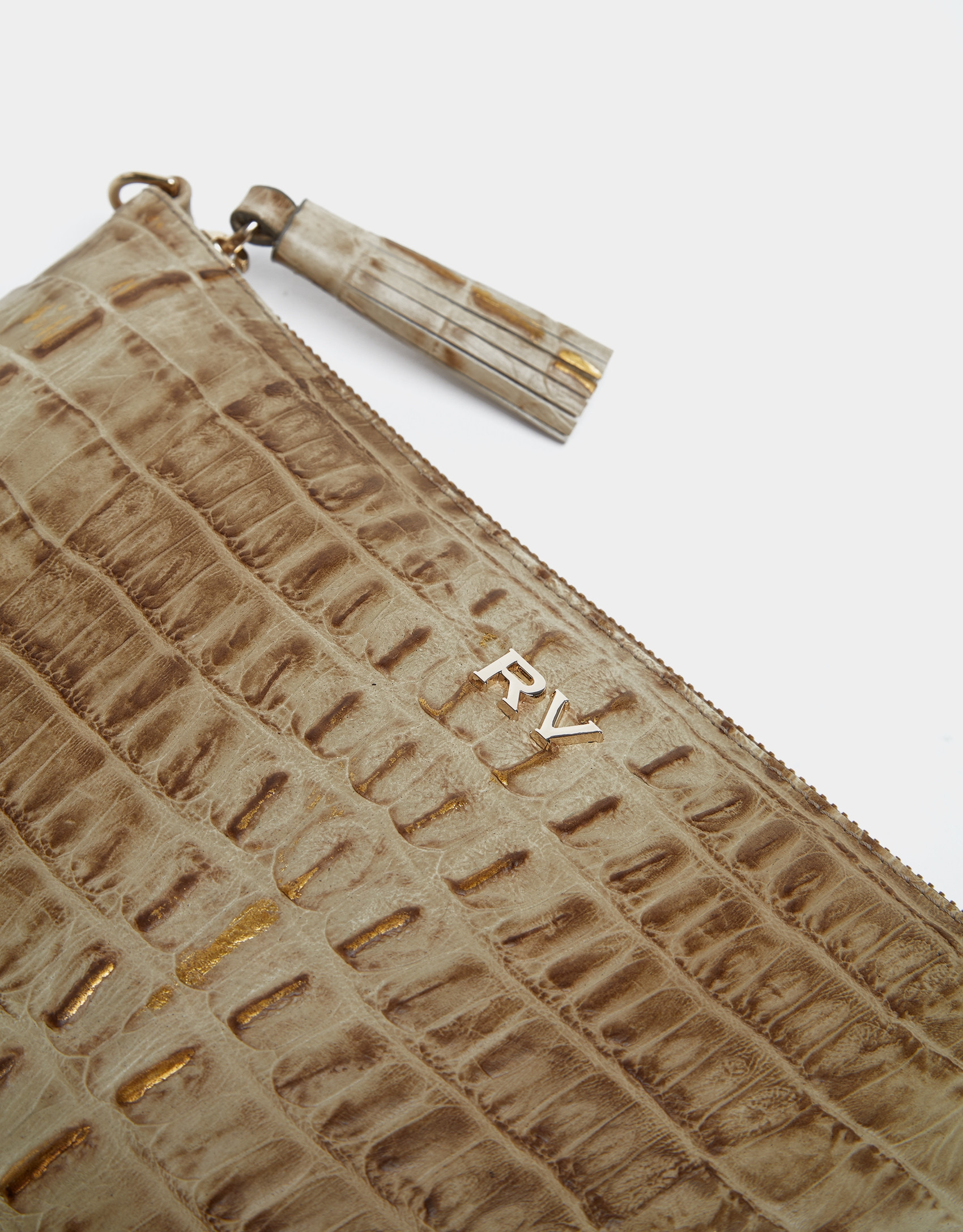 Bolso clutch Lisa piel grabado cocodrilo | Roberto Verino