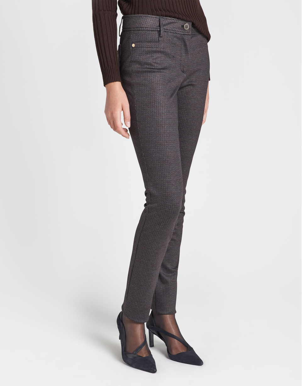 Brown houndstooth cigarette pants - OI20 - % | Roberto Verino