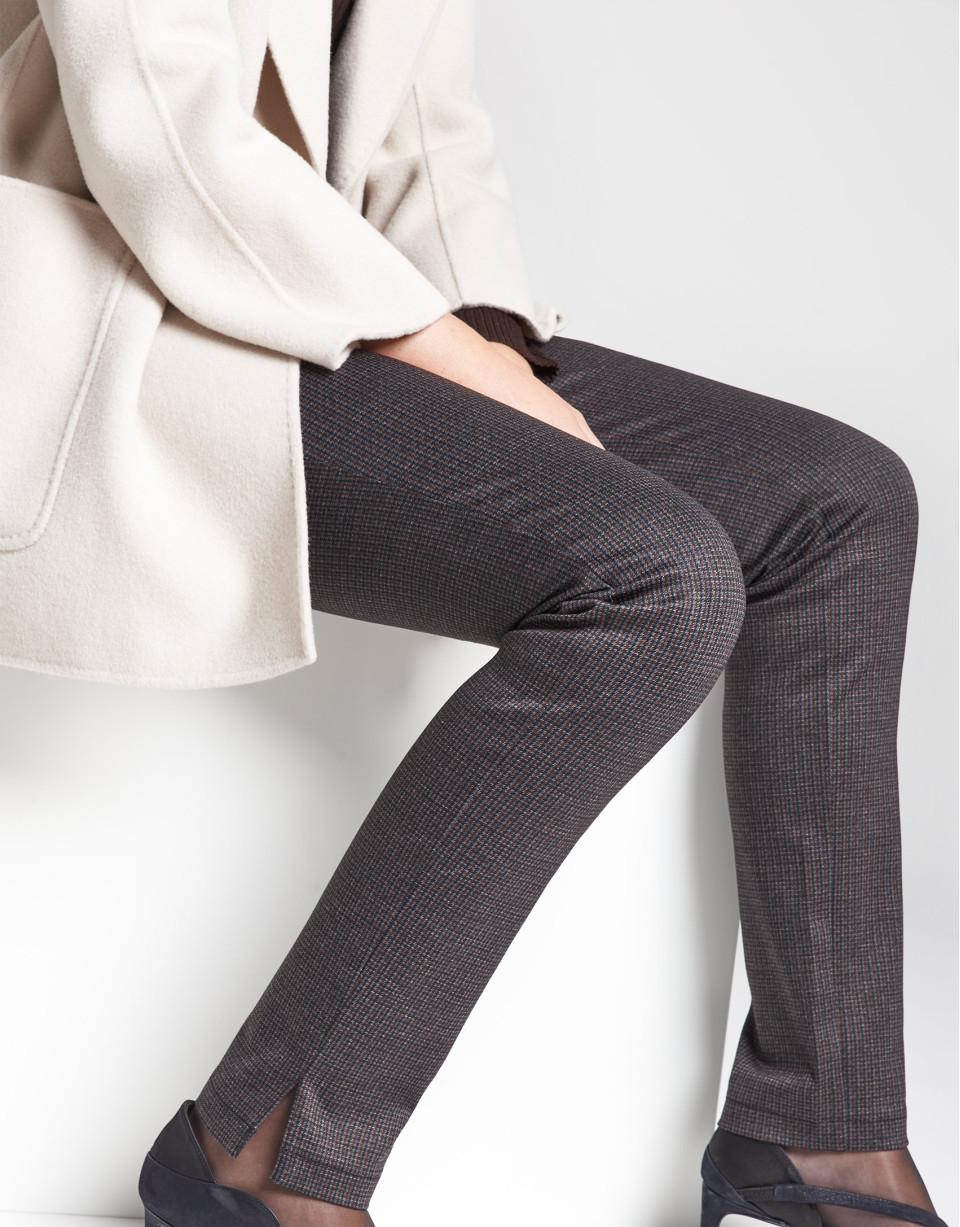 Brown houndstooth cigarette pants - OI20 - % | Roberto Verino