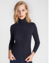Blue sweater with ribbing - OI20 - % - SS2021 | Roberto Verino