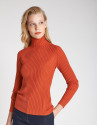 Brick red sweater with ribbing - OI20 - % | Roberto Verino