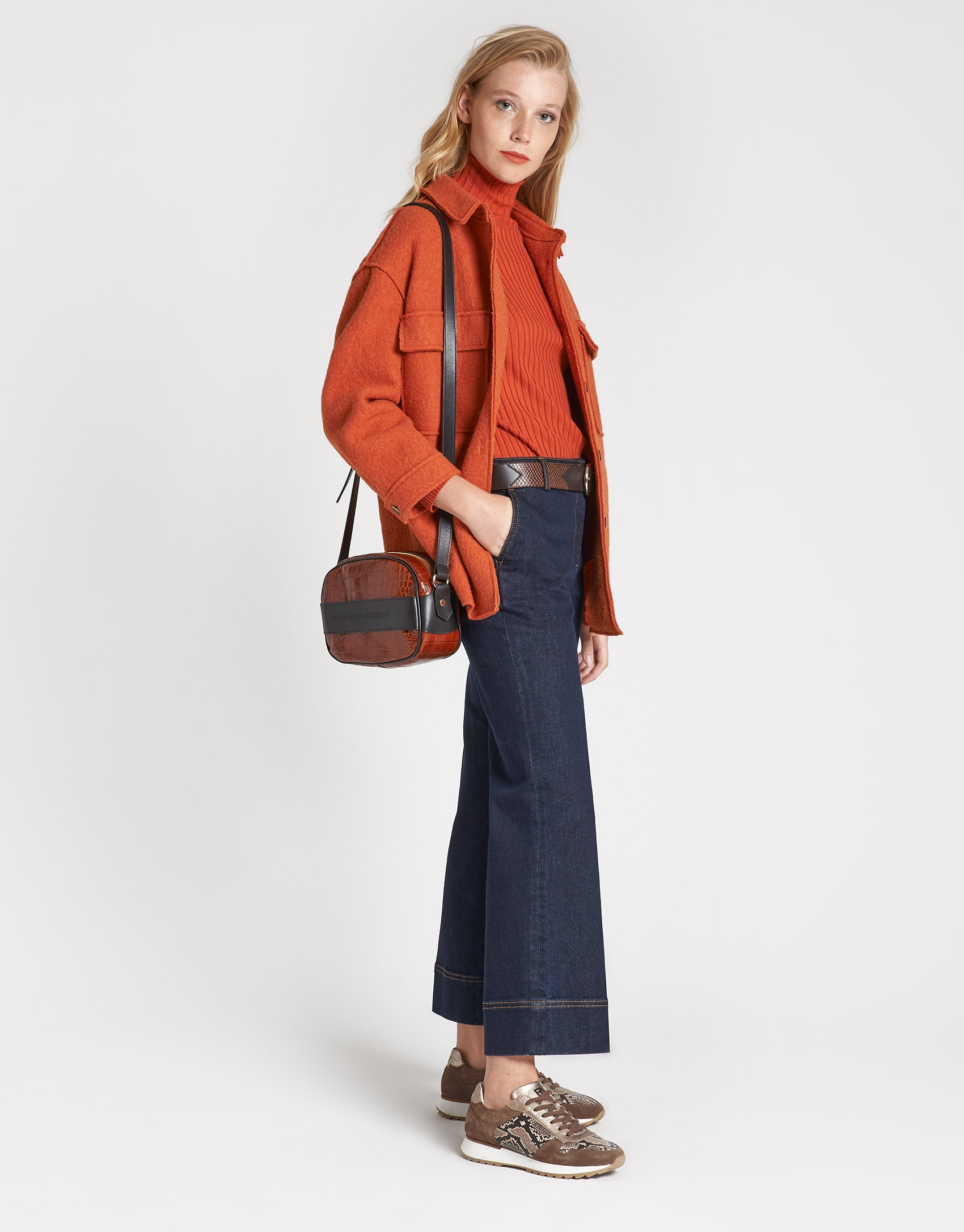Brick red sweater with ribbing - OI20 - % | Roberto Verino