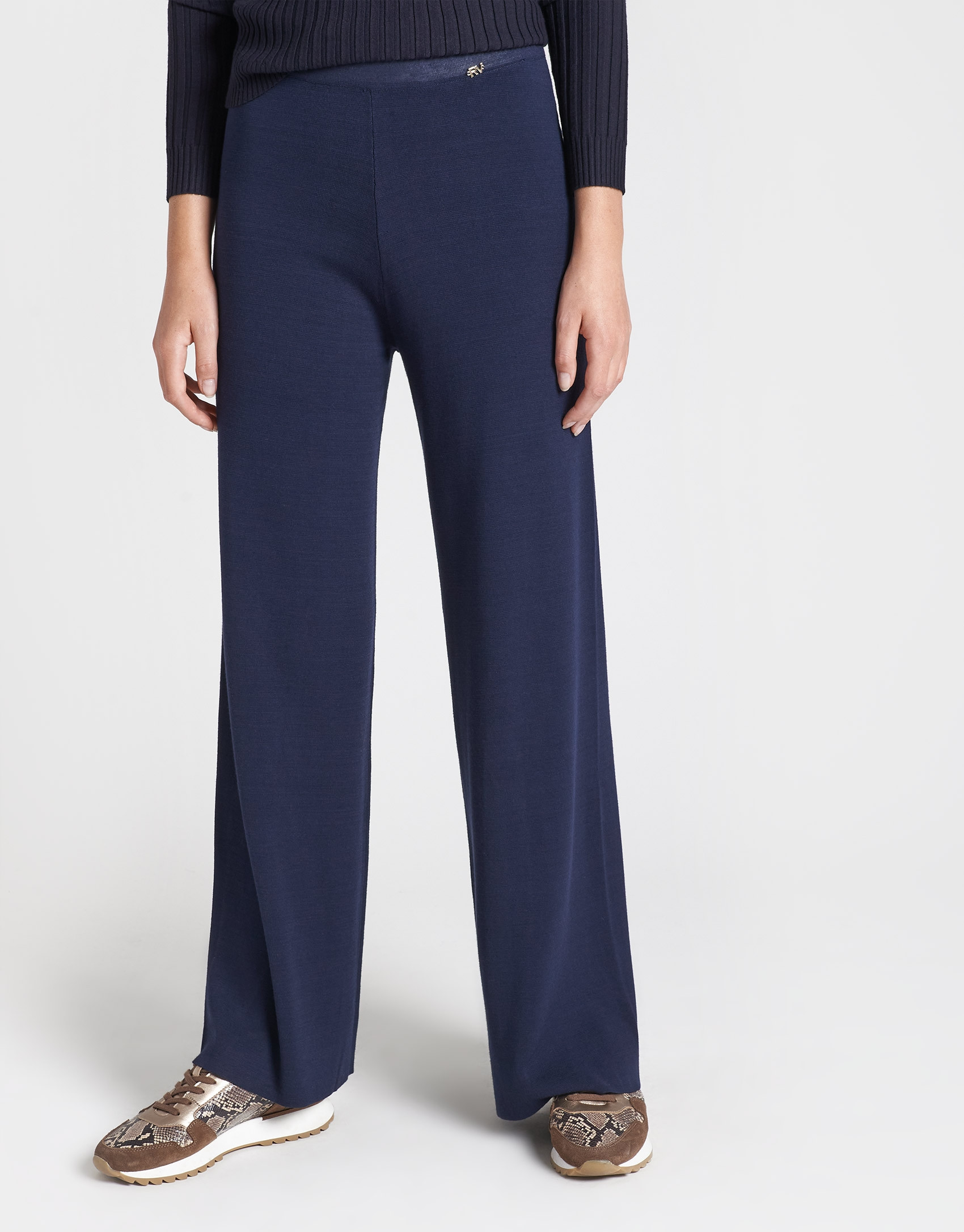 Pantalón ancho punto azul marino