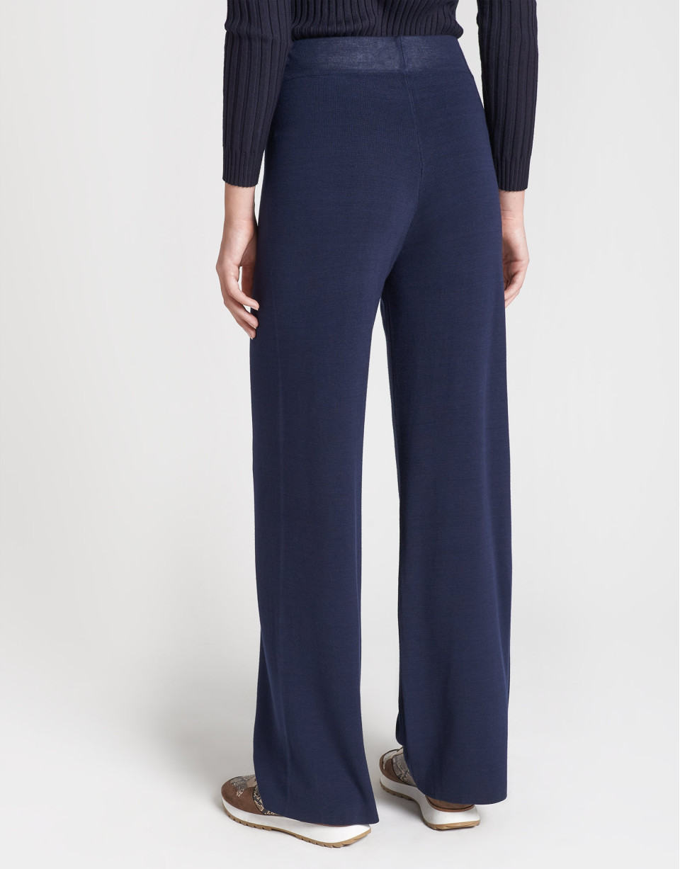 Pantalón ancho punto azul marino
