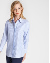 Blue and white striped loose shirt with ... | Roberto Verino