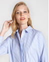 Blue and white striped loose shirt with ... | Roberto Verino