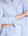 Blue and white striped loose shirt with ... | Roberto Verino