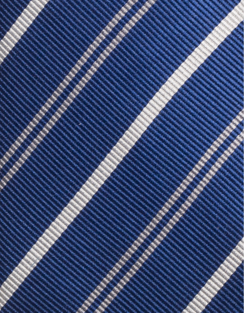 Corbata seda marino rayas plata/gris medio