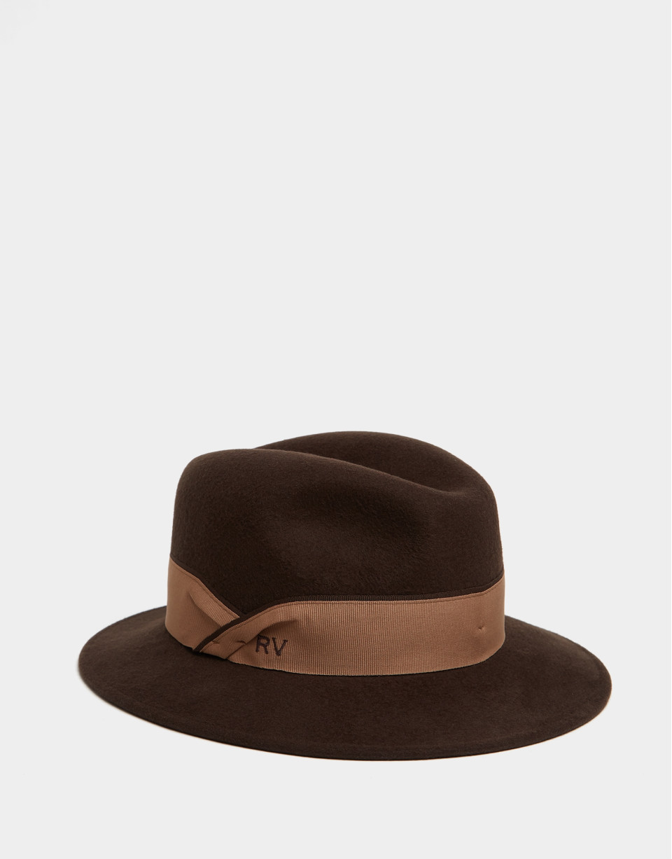 Brown felt fedora hat
