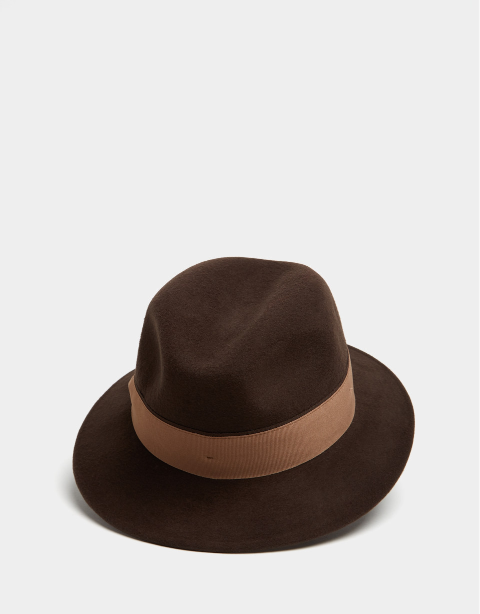 Brown felt fedora hat