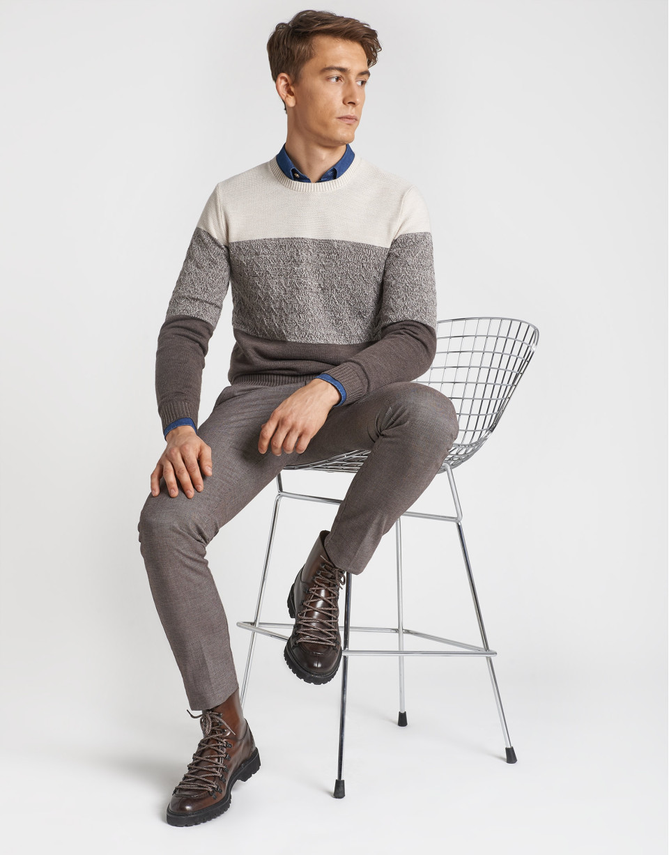 Brown, beige and tan sweater - Man - AW2020 | Roberto Verino