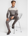 Jersey tricolor visón/beige/marrón - Hombre | Roberto Verino