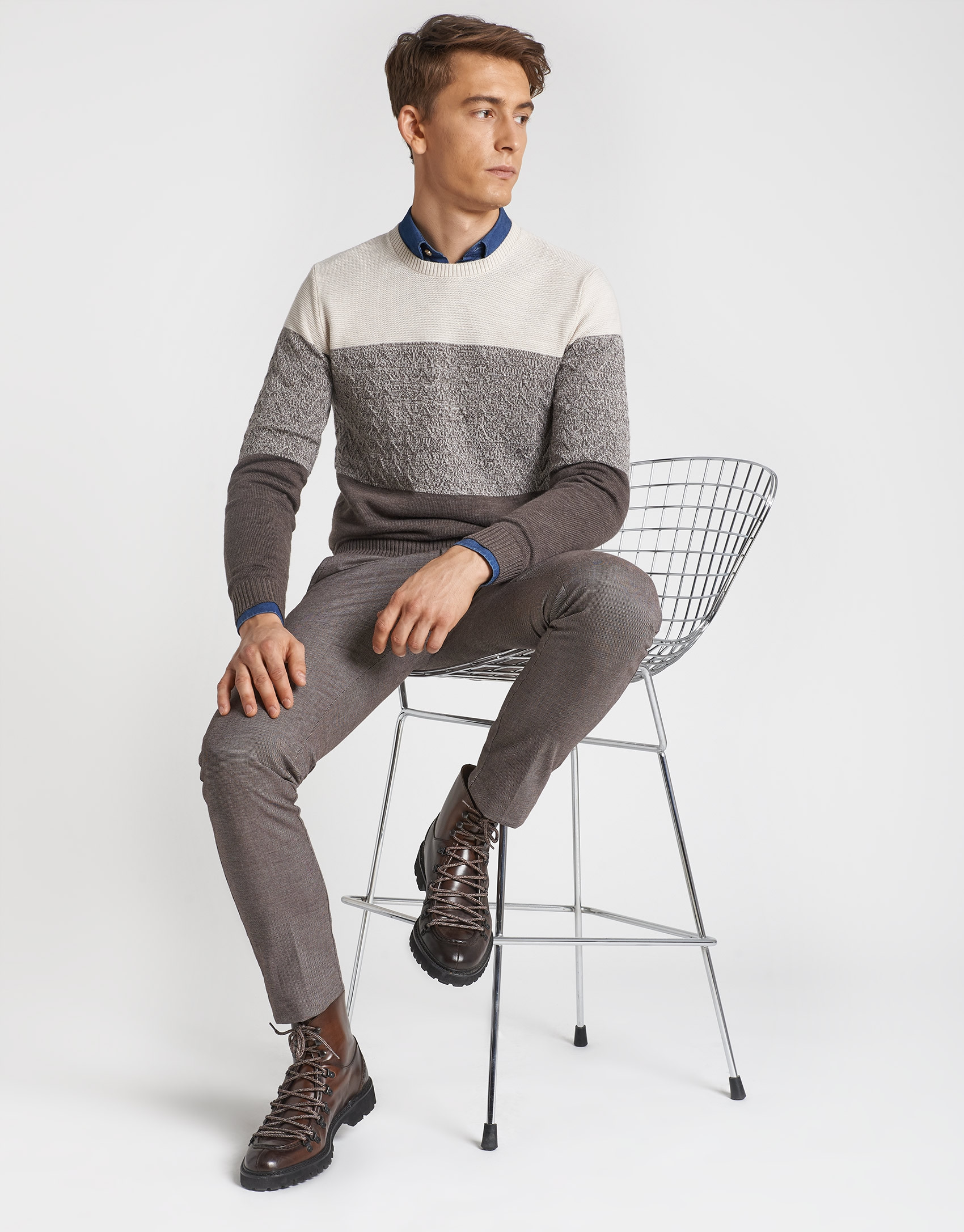 Brown, beige and tan sweater - Man - AW2020 | Roberto Verino