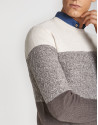 Jersey tricolor visón/beige/marrón - Hombre | Roberto Verino