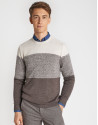 Jersey tricolor visón/beige/marrón - Hombre | Roberto Verino