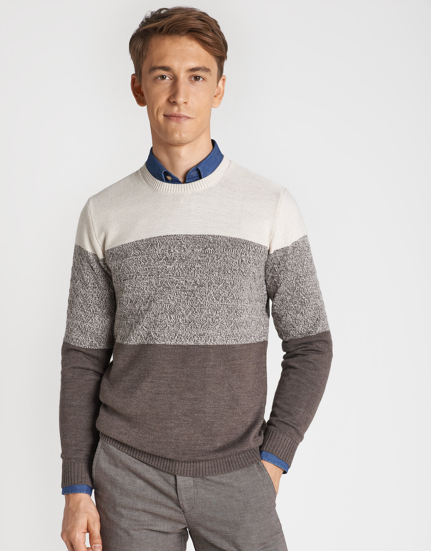 Brown, beige and tan sweater - Man - AW2020 | Roberto Verino