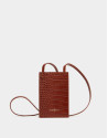 Brown alligator embossed cellphone bag