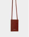 Brown alligator embossed cellphone bag