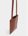 Brown alligator embossed cellphone bag