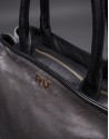 Justin bag with gray horsehair combined with black suede and leather