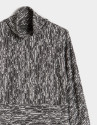 Black and gray knit top with raised collar