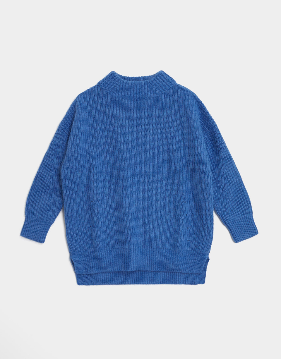 Deep blue oversize thick knit sweater