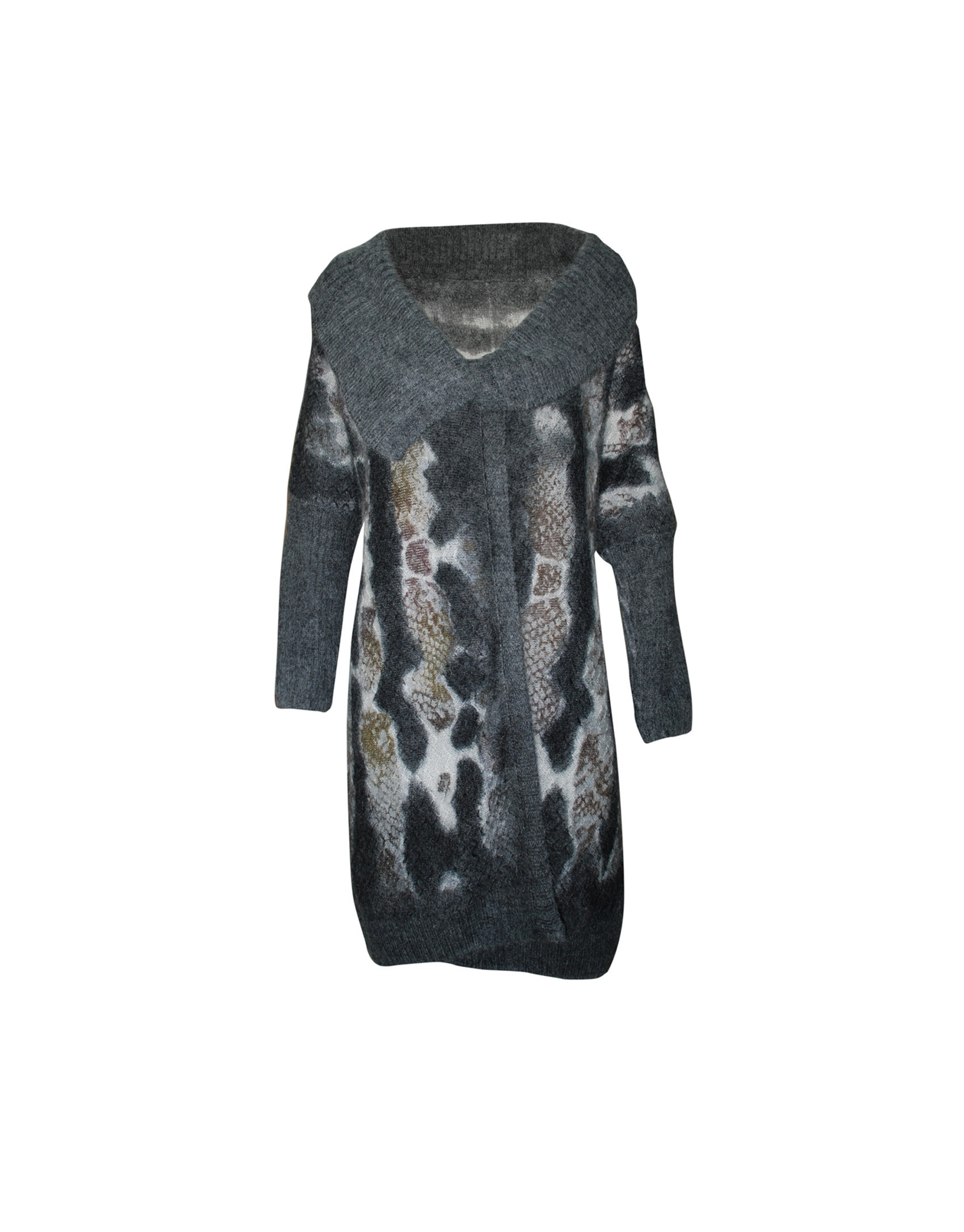 Chaqueta larga cuello asimétrico mohair