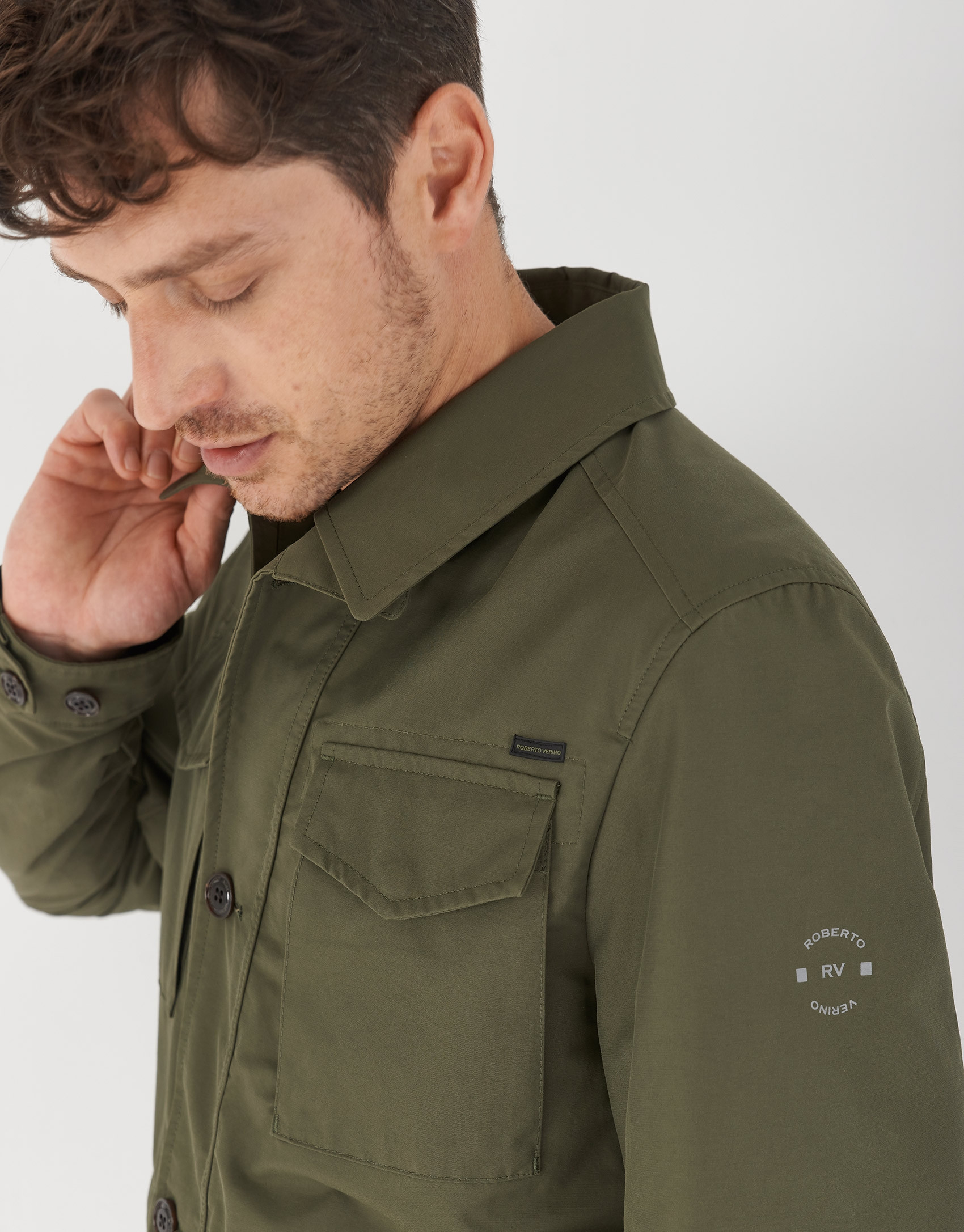 Khaki green cotton Safari jacket - Man - SS2021 | Roberto Verino