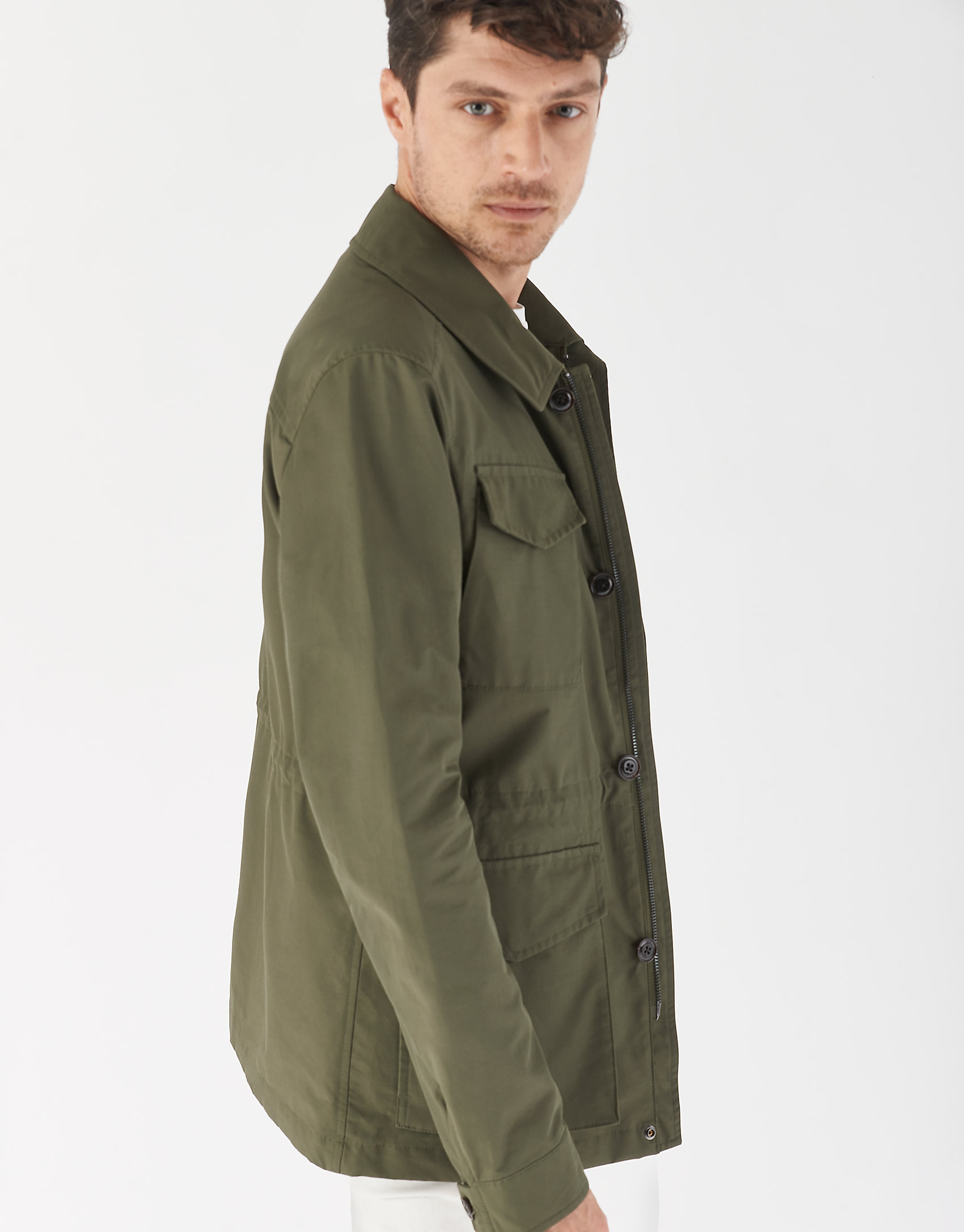 Khaki green cotton Safari jacket - Man - SS2021 | Roberto Verino