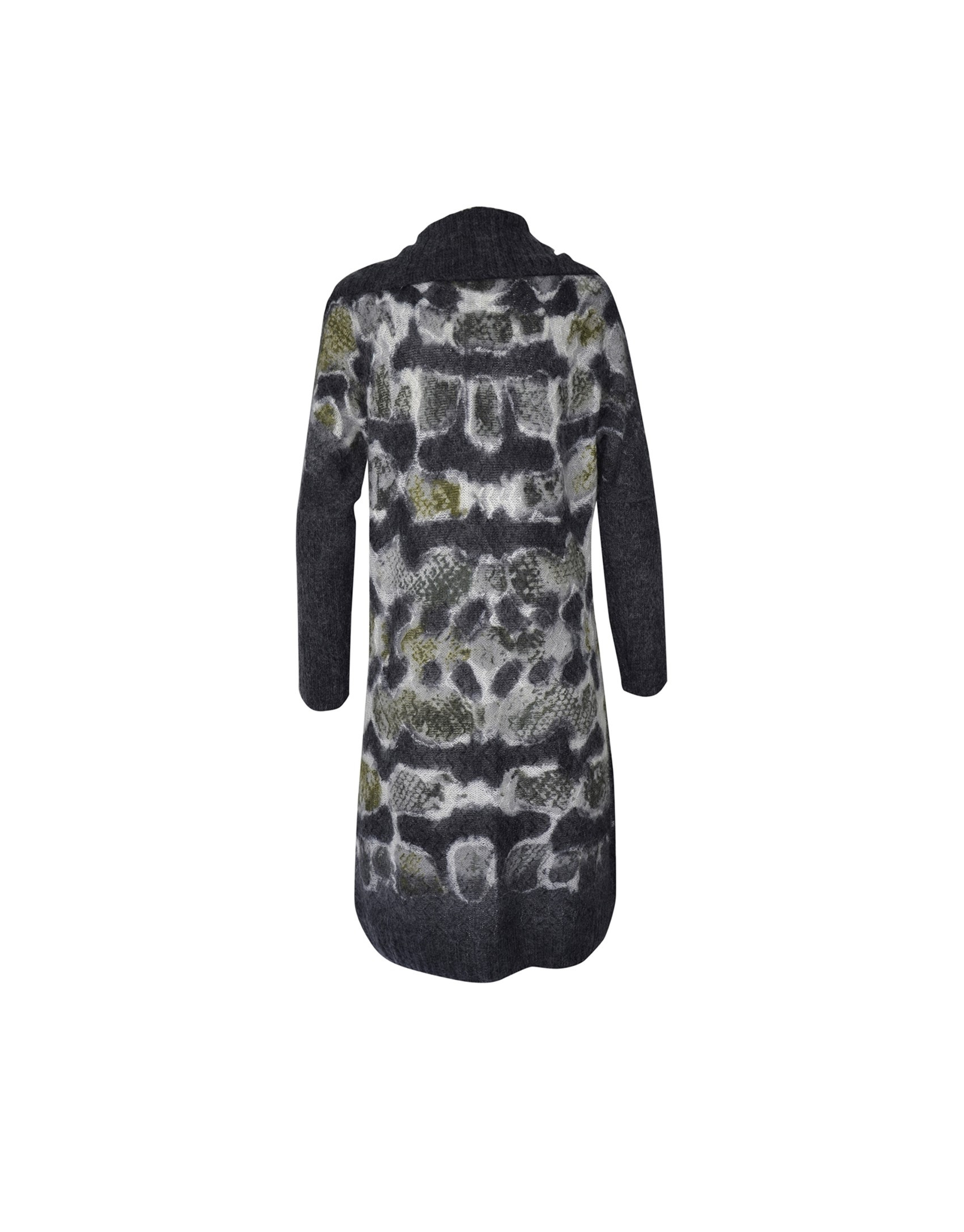 Chaqueta larga cuello asimétrico mohair