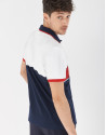 Navy blue, red and white color block polo shirt | Roberto Verino