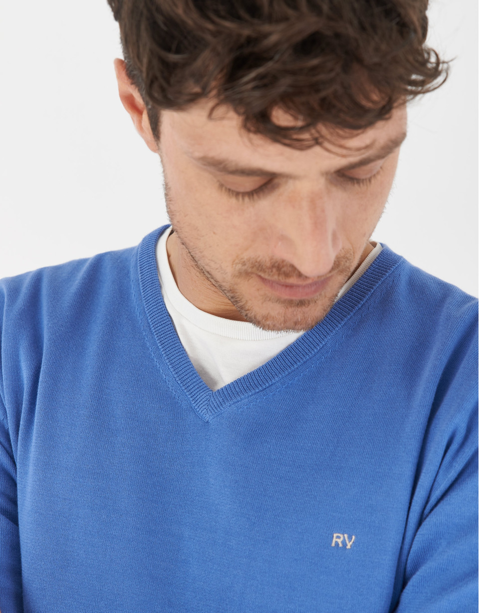 Jersey pico algodón azul medio - Hombre | Roberto Verino